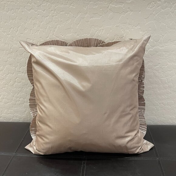 Lenox Bedding Collection Pillow Taupe Lilly Pleated Flower Butterfly 18" Square - Picture 3 of 7